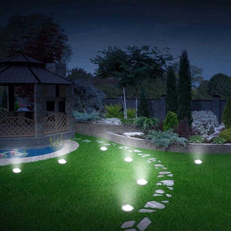 Solar Powered Ground Lights LED Solar Disk Lights Waterproof Outdoor Pathway Lamps For Garden Decor 7