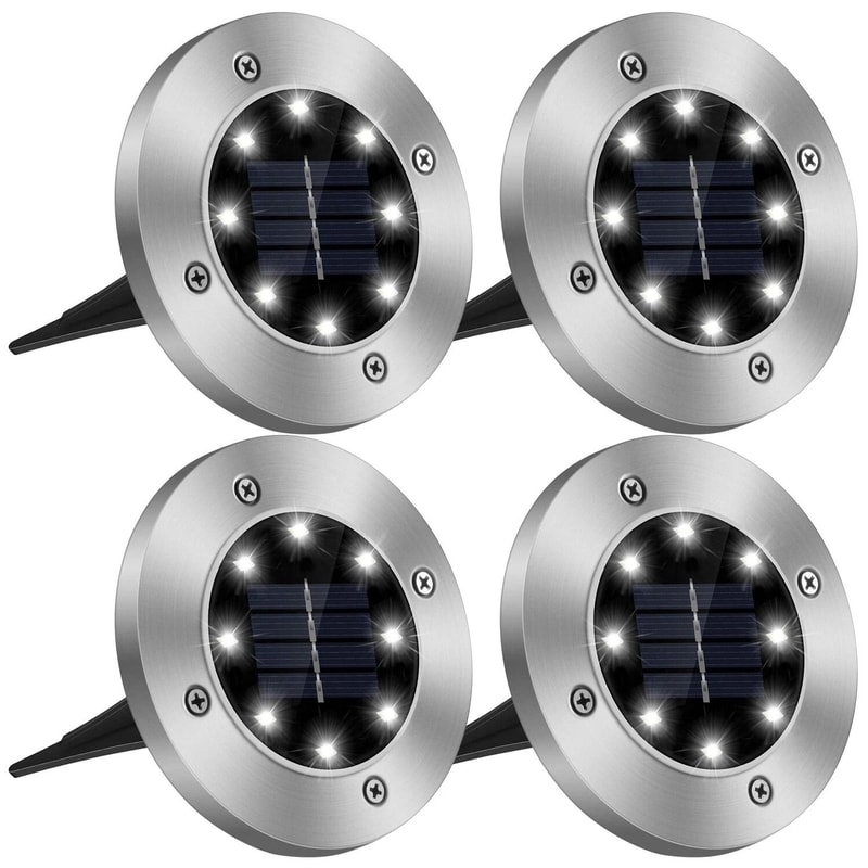 Solar Powered Ground Lights LED Solar Disk Lights Waterproof Outdoor Pathway Lamps For Garden Decor 9