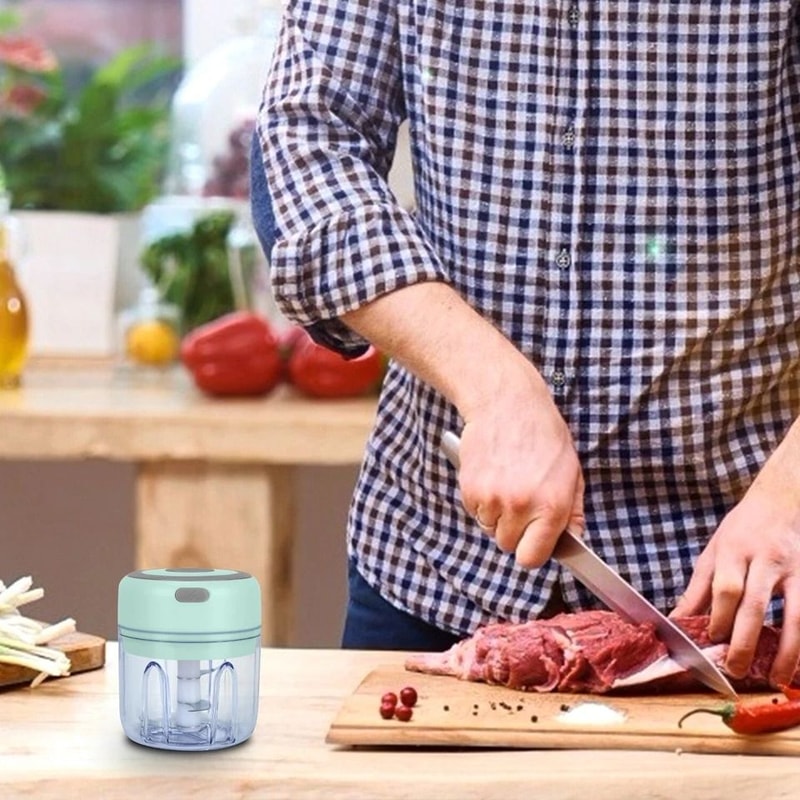 USB Rechargeable Electric Garlic Chopper Onion Meat Grinder Mincer Blender Mixer For Easy Food Prep 10