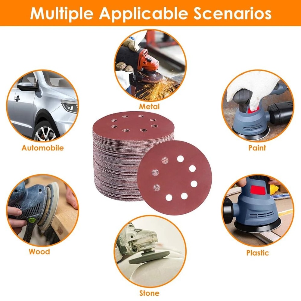 Sanding Discs Round Sandpapers Grit For Random Orbital Sanders Universal Compatibility 8