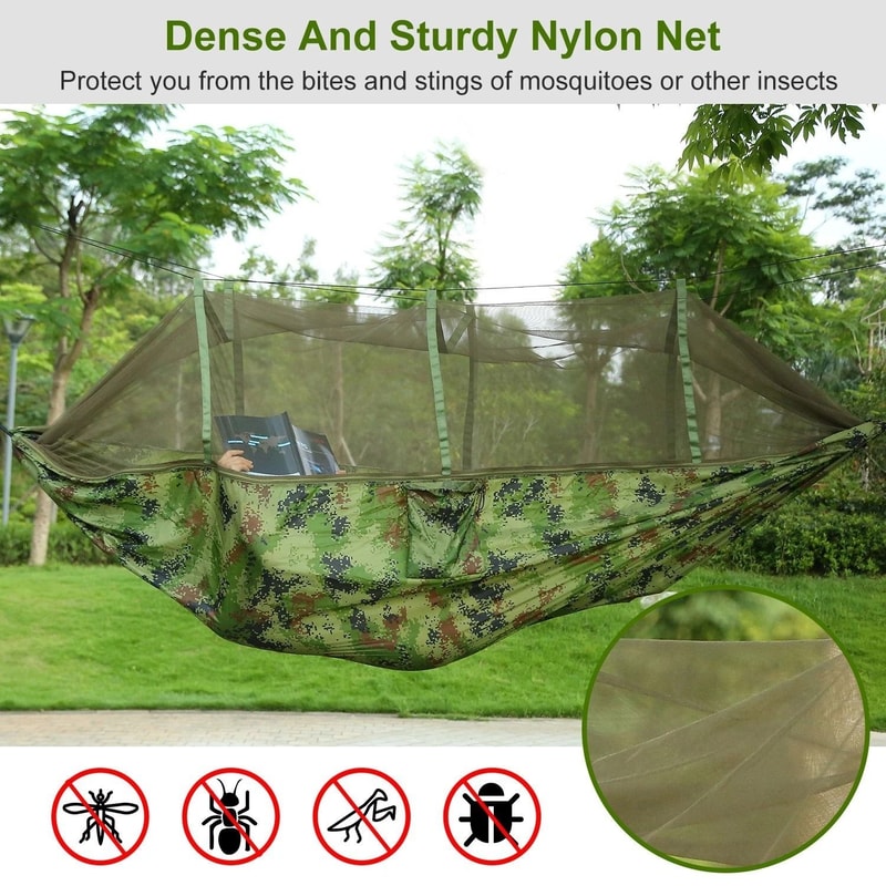 LoadBearing Outdoor Hammock Nylon Hanging Swing For Camping Bed With Mosquito Net 1