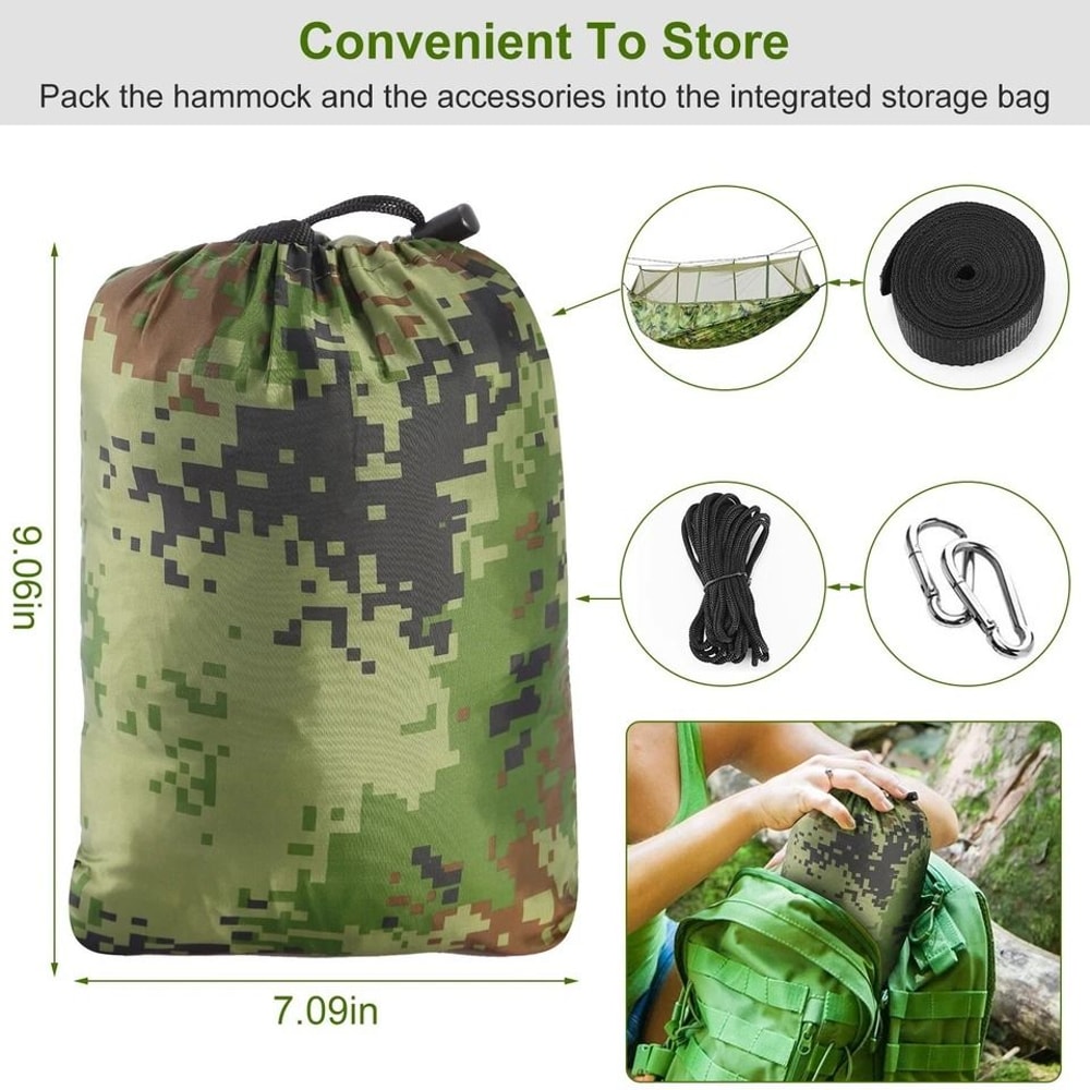 LoadBearing Outdoor Hammock Nylon Hanging Swing For Camping Bed With Mosquito Net 3