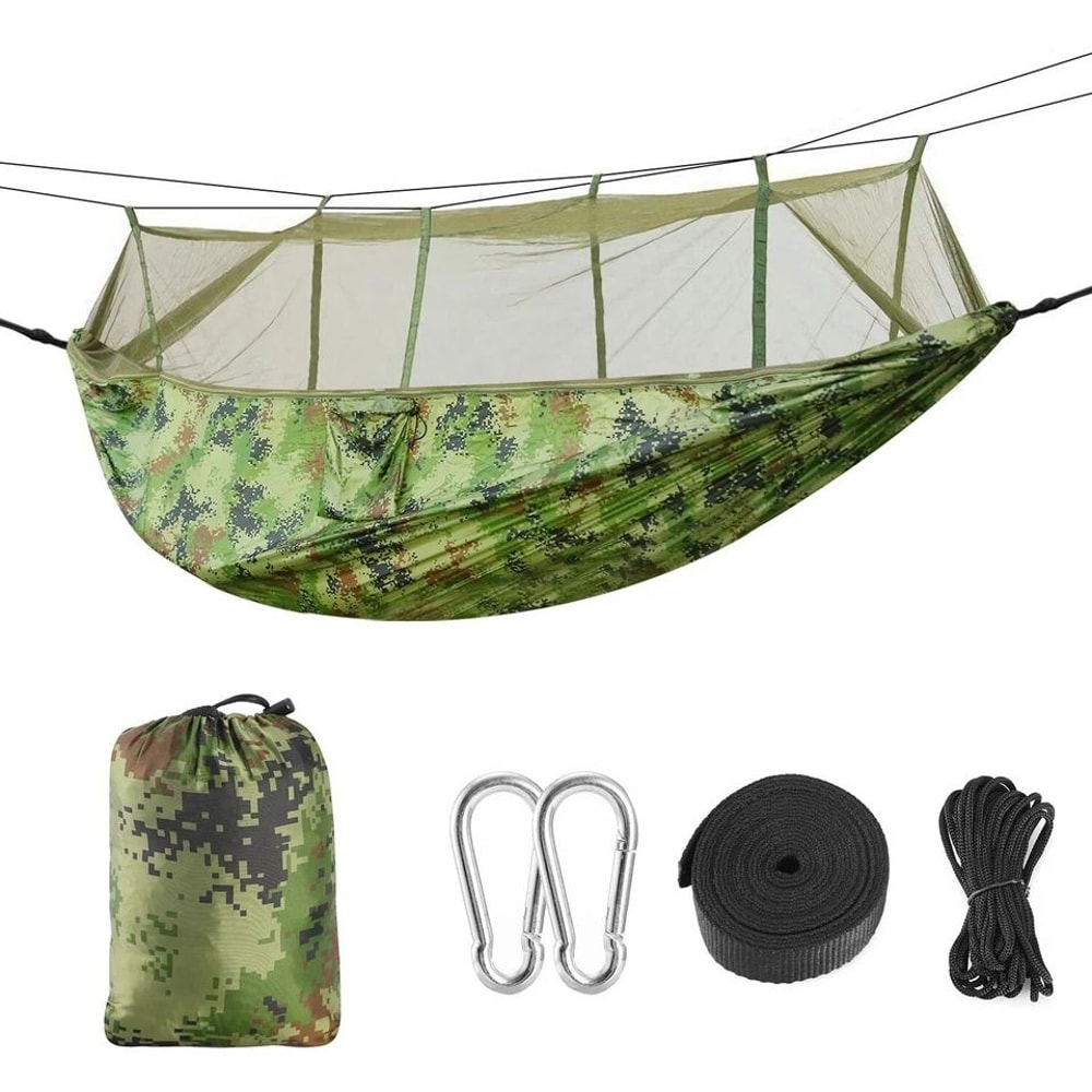 LoadBearing Outdoor Hammock Nylon Hanging Swing For Camping Bed With Mosquito Net 6