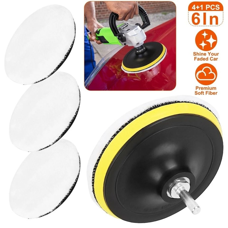 Polishing Pad Wool Wheel Mop Kit For Car Polisher Buffing Pads Drill Adapter 9