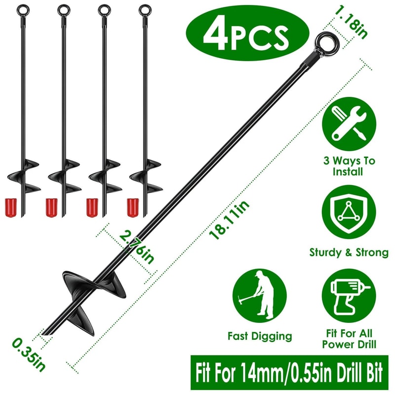 Heavy Duty Ground Anchor Stakes Earth Auger Helix For Tent Tie Down Spiral Stake For Secure Soil Di 1