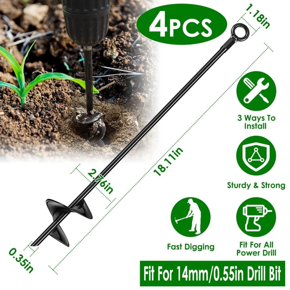 Heavy Duty Ground Anchor Stakes Earth Auger Helix For Tent Tie Down Spiral Stake For Secure Soil Di 10
