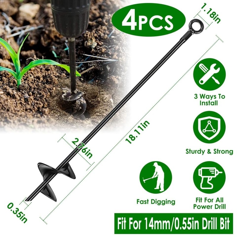 Heavy Duty Ground Anchor Stakes Earth Auger Helix For Tent Tie Down Spiral Stake For Secure Soil Di 10