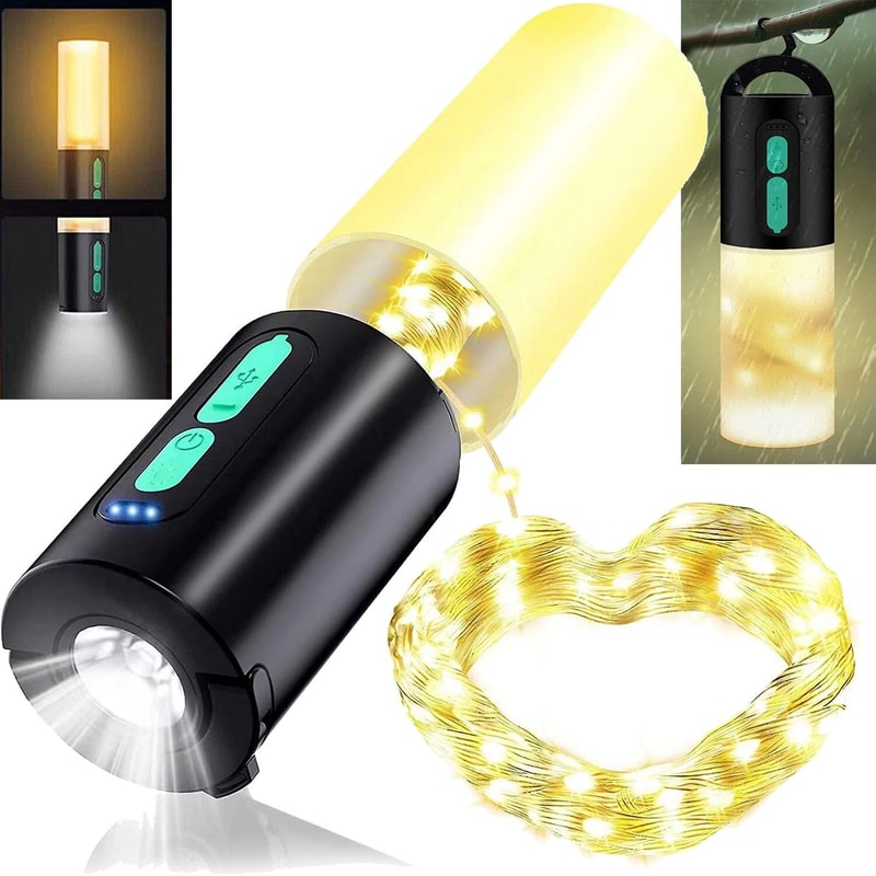 USB Rechargeable LED Flashlight Camping Tent Light Portable Lantern Lamp String Light For Outdoor A 1