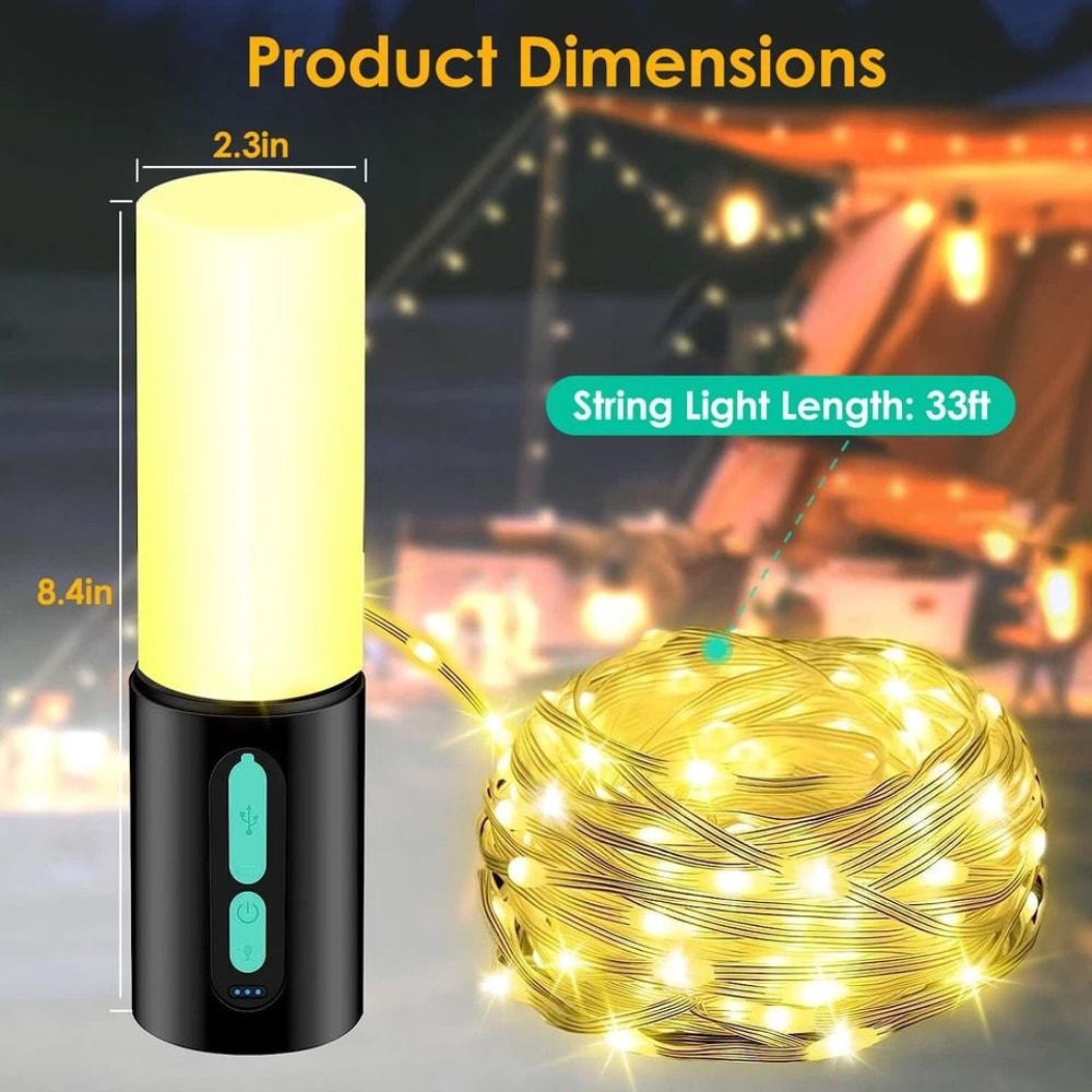 USB Rechargeable LED Flashlight Camping Tent Light Portable Lantern Lamp String Light For Outdoor A 6