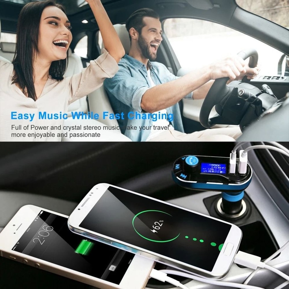 Wireless Car FM Transmitter MP3 Player Radio Adapter Kit Fast Charging LCD Remote Control HandsFree 3