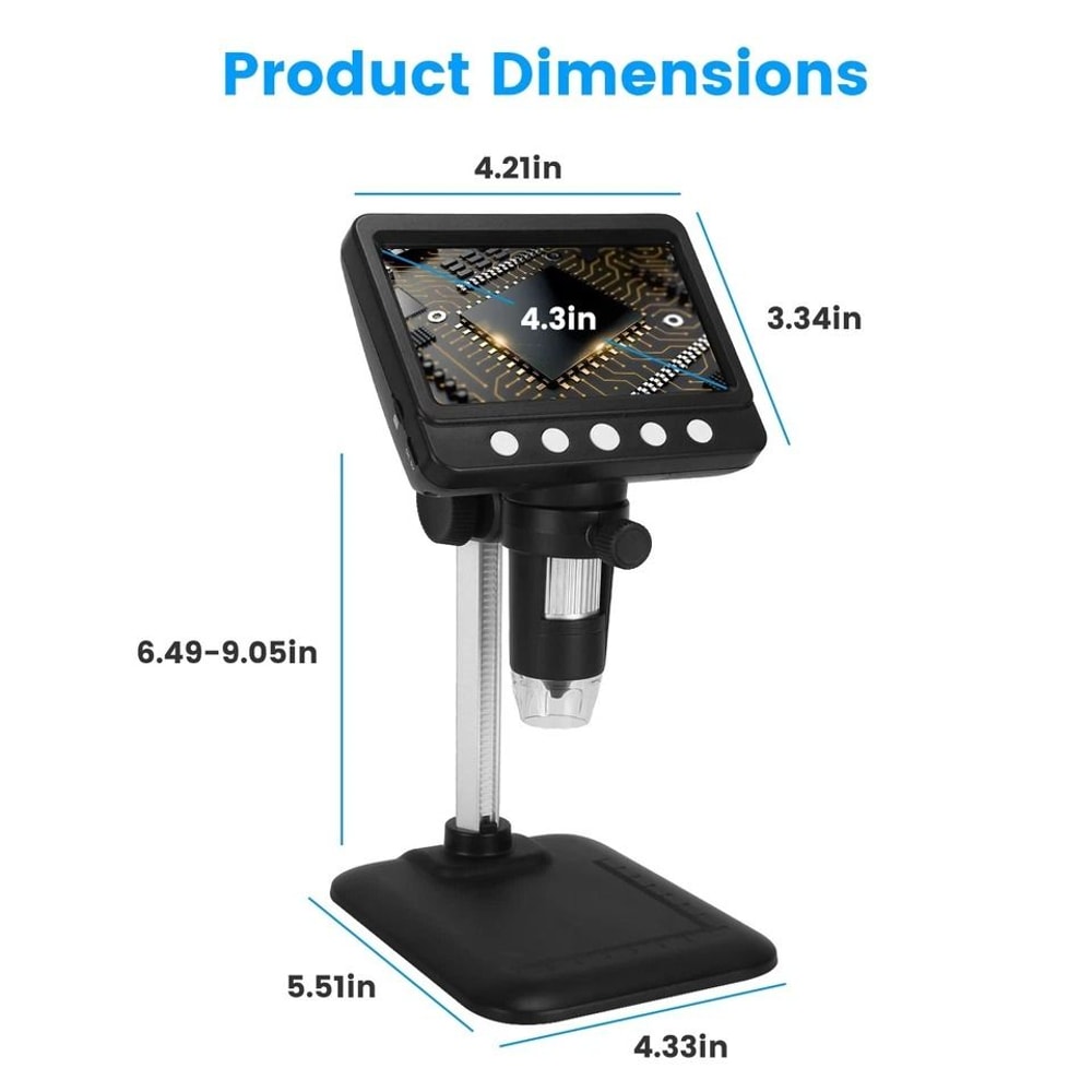 Digital Microscope LCD Magnification Adjustable LED Lights Photo Video Magnifier 10