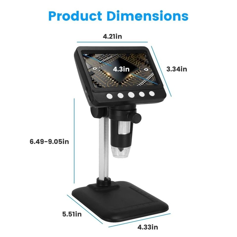Digital Microscope LCD Magnification Adjustable LED Lights Photo Video Magnifier 10