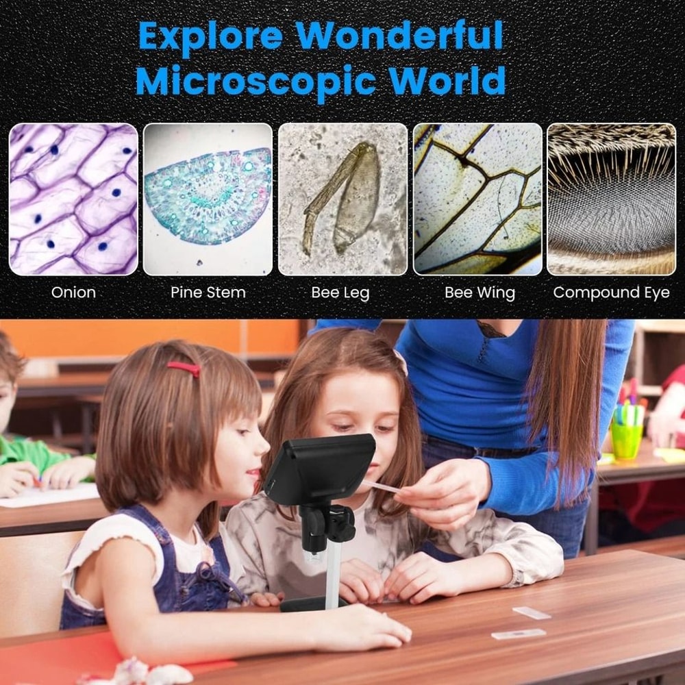 Digital Microscope LCD Magnification Adjustable LED Lights Photo Video Magnifier 3