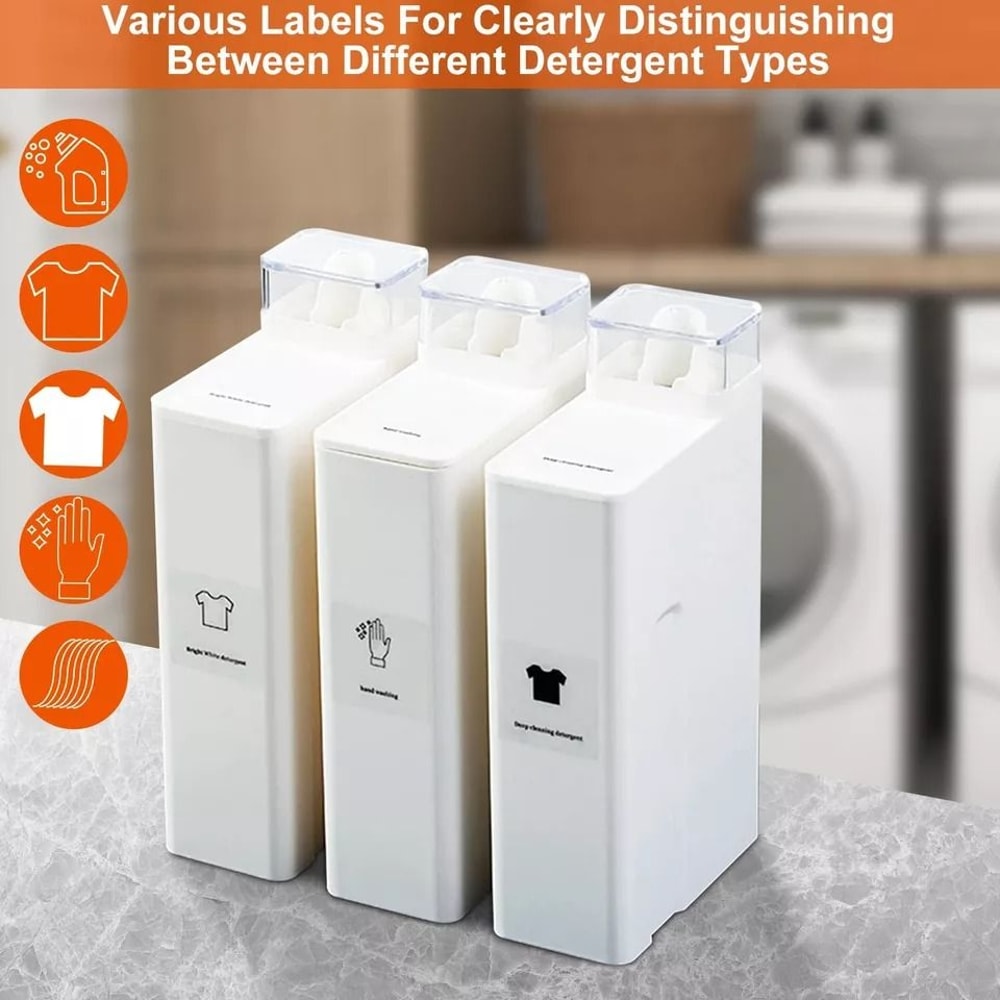 Laundry Whitener Dispenser Bottle Storage Container With Stickers Perfect For Detergent And Liquid 4