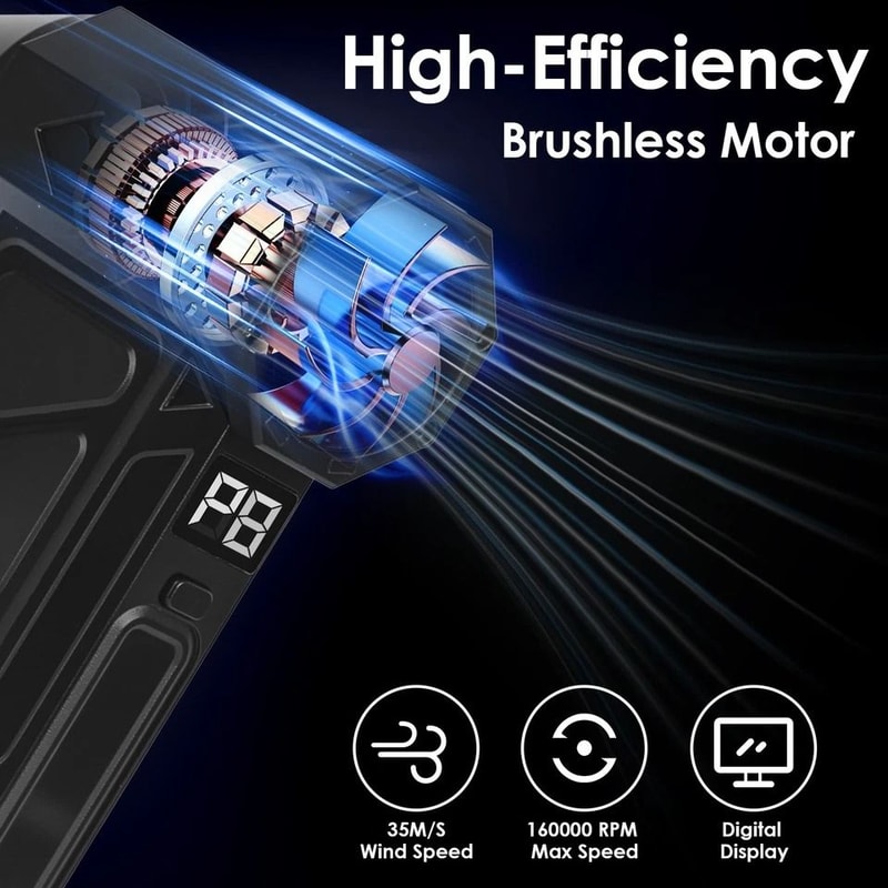 Cordless Air Blower Compressed Air Duster Vacuum Cleaner Fast Charging LED Light Tool For Cleaning 11