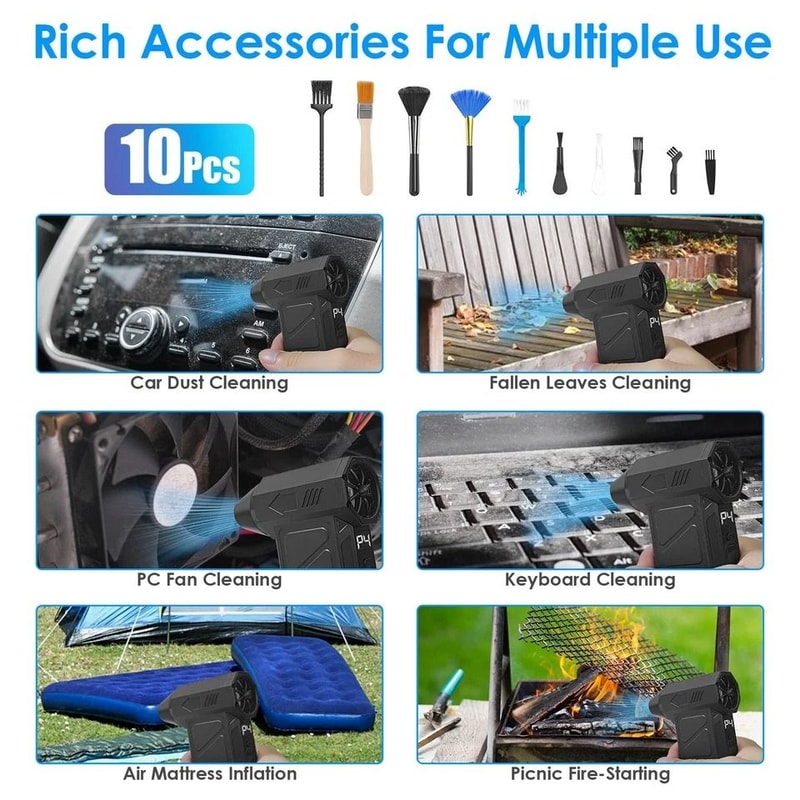 Cordless Air Blower Compressed Air Duster Vacuum Cleaner Fast Charging LED Light Tool For Cleaning 5