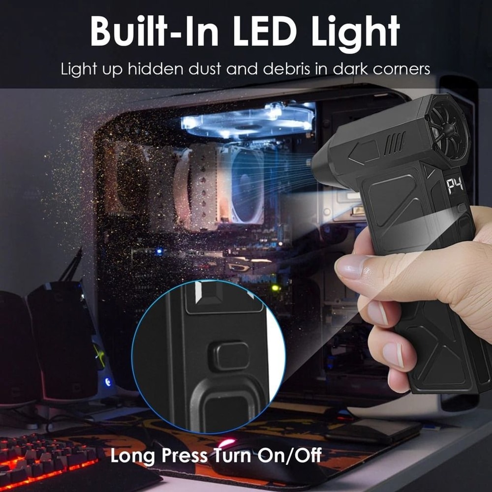 Cordless Air Blower Compressed Air Duster Vacuum Cleaner Fast Charging LED Light Tool For Cleaning 9