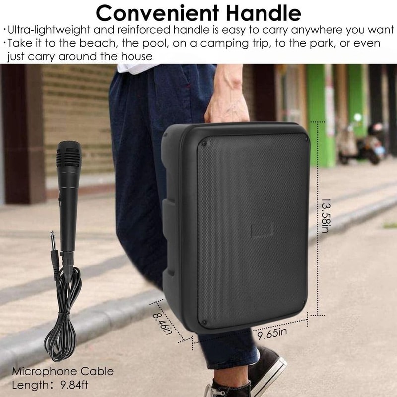 Portable Wireless FM Party Speaker Colorful Lights DJ PA Sound System Mic Remote Control Karaoke 3