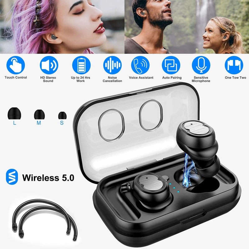 True Wireless Earbuds Mini Touch Control Waterproof Stereo Headset Bluetooth NoiseCanceling 8