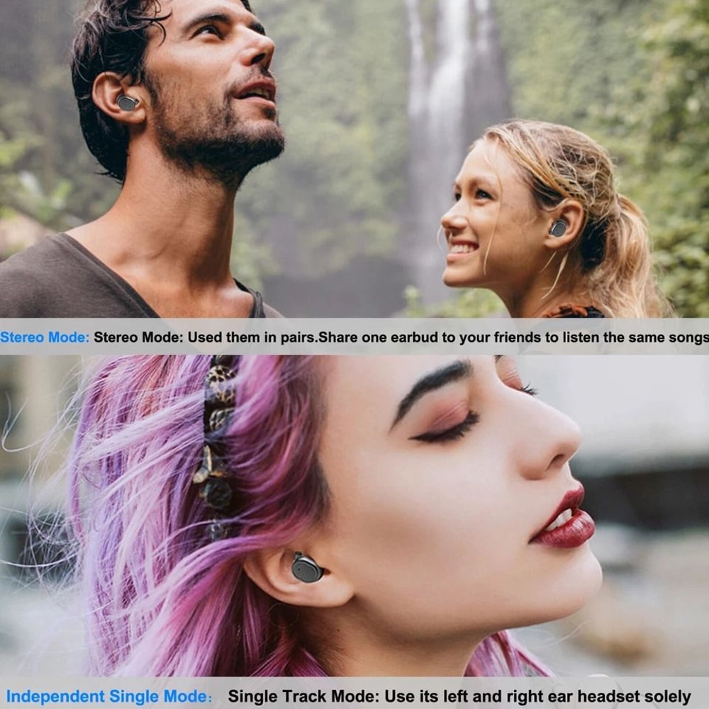 True Wireless Earbuds Mini Touch Control Waterproof Stereo Headset Bluetooth NoiseCanceling 3