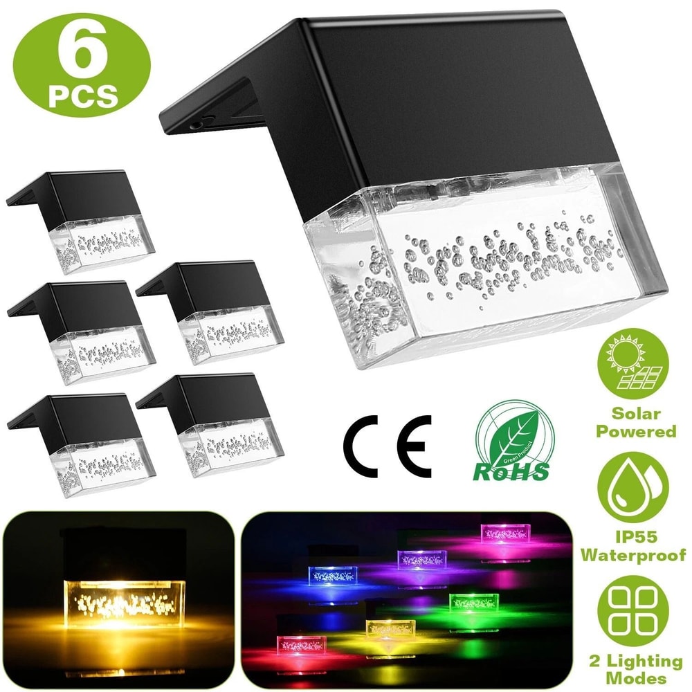 Solar Powered LED Deck Lights RGB Garden Pathway Patio Fence Lamp Waterproof Ideal For Outdoor Deco 1