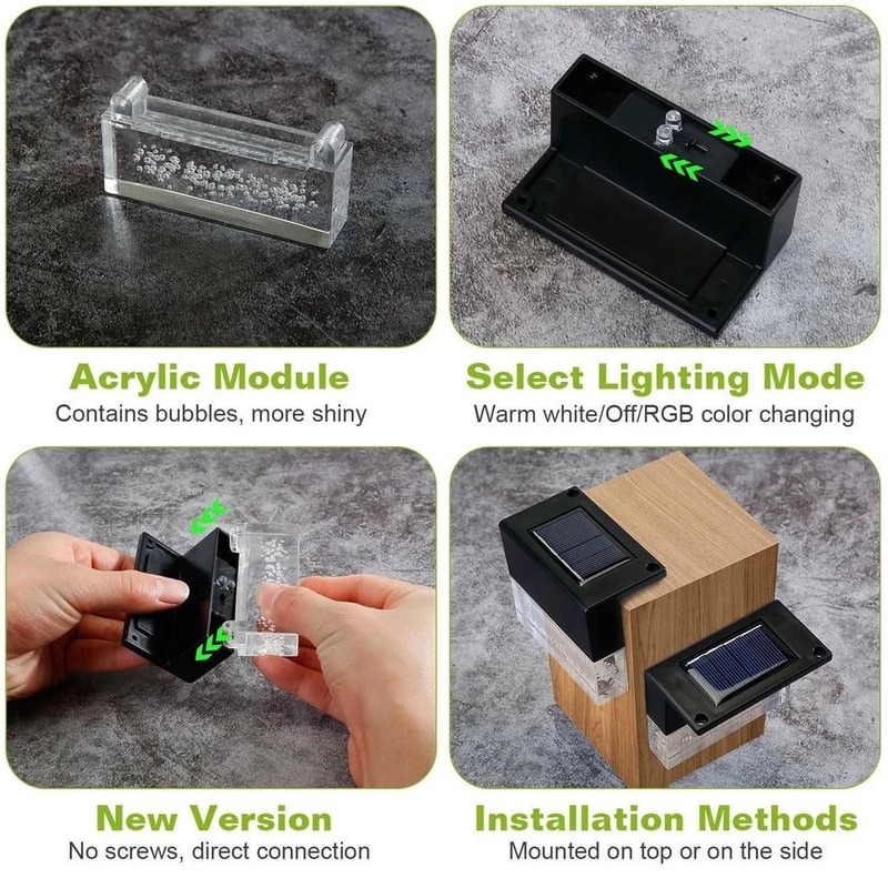 Solar Powered LED Deck Lights RGB Garden Pathway Patio Fence Lamp Waterproof Ideal For Outdoor Deco 2