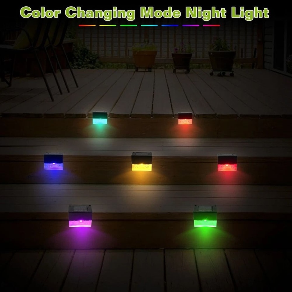 Solar Powered LED Deck Lights RGB Garden Pathway Patio Fence Lamp Waterproof Ideal For Outdoor Deco 7
