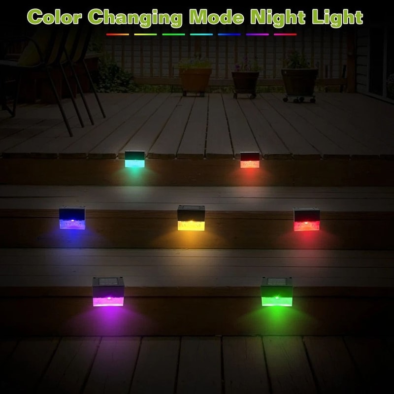 Solar Powered LED Deck Lights RGB Garden Pathway Patio Fence Lamp Waterproof Ideal For Outdoor Deco 7