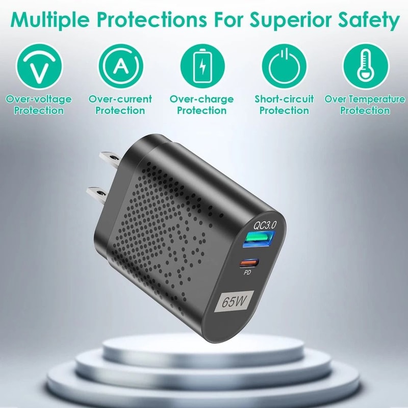 Type C Fast Wall Charger Adapter For IPhone Samsung MacBook IPad USBC Fast Charging 9