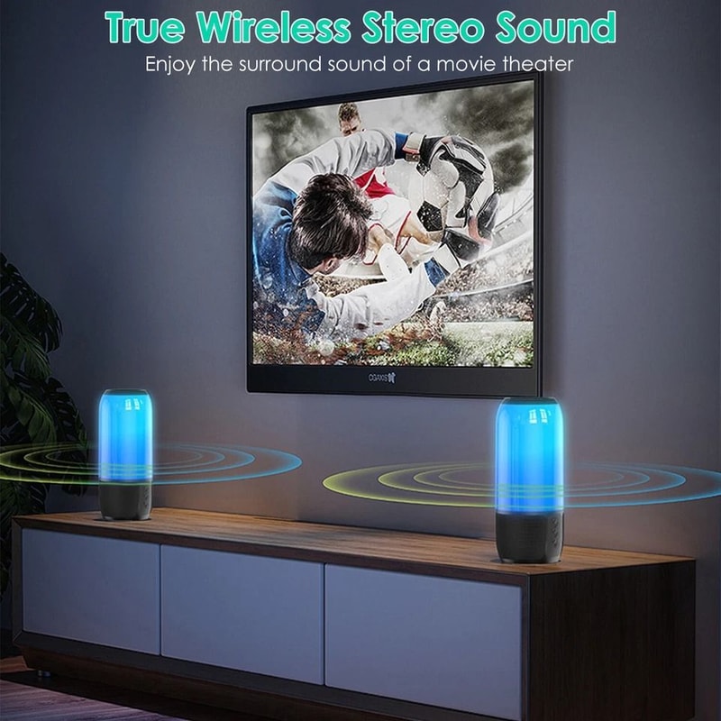 Wireless Party Speaker With Color Changing Lights TWS Technology Portable Bluetooth Stereo FM Radio 10