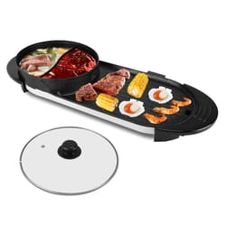 electric hot pot & bbq grill cooker, non-stick bbq grill for party, camping, and indoor cooking