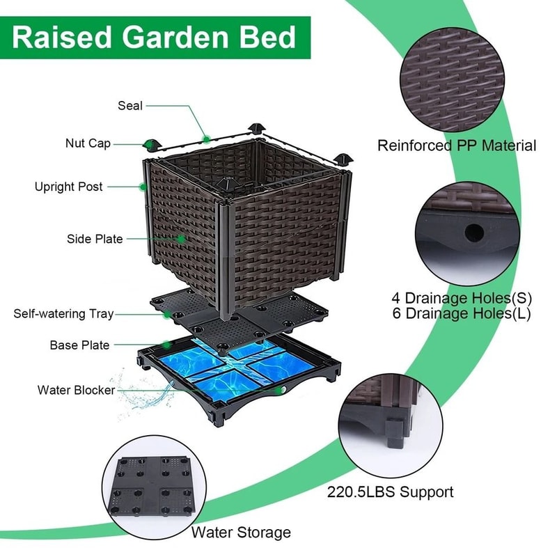 Elevated Planter Bin Raised Garden Bed Box For Patio Balcony Garden Plant Growth Box For Fresh Vege