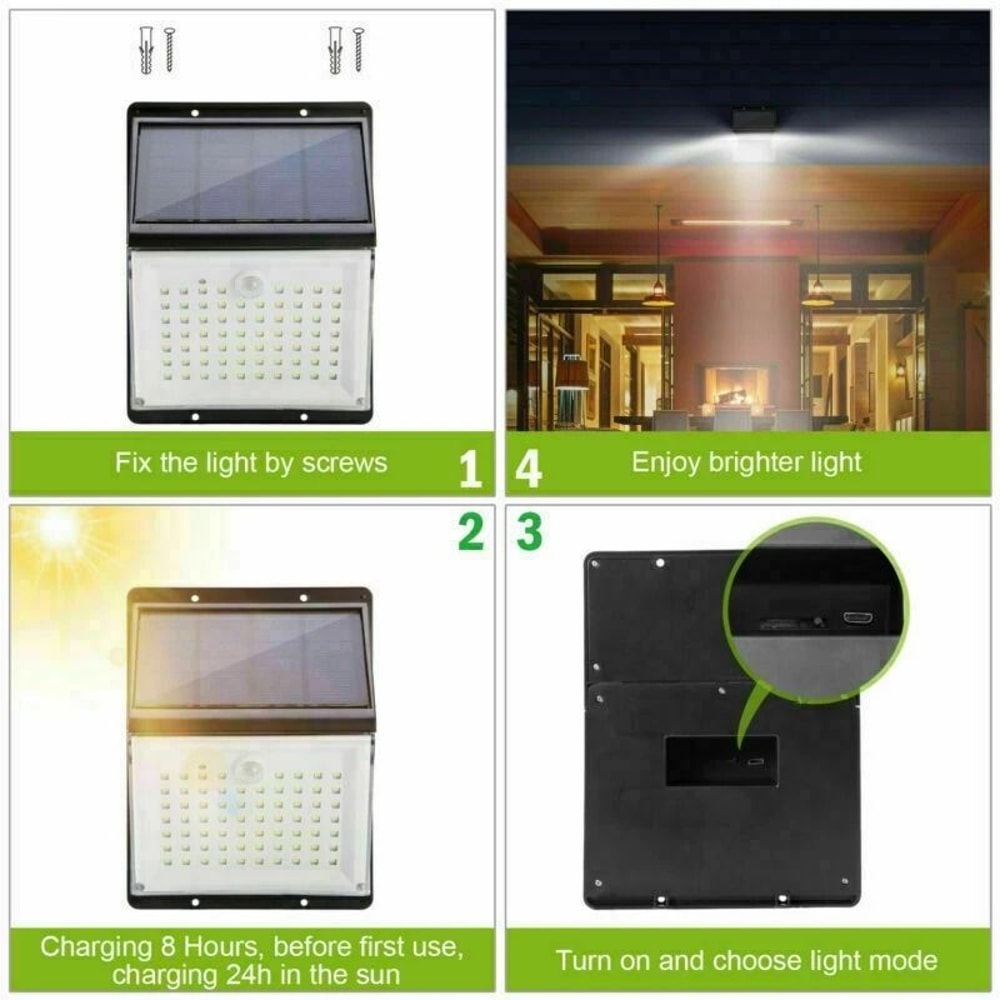 PIR Motion Sensor Solar Wall Light LED Waterproof Outdoor Lamp With Remote Lighting 8