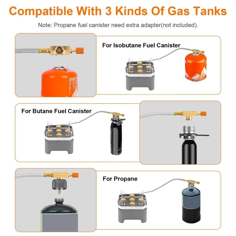Portable Camping Stove Burner Windproof Compact For Backpacking Picnic Burner Cassette 8