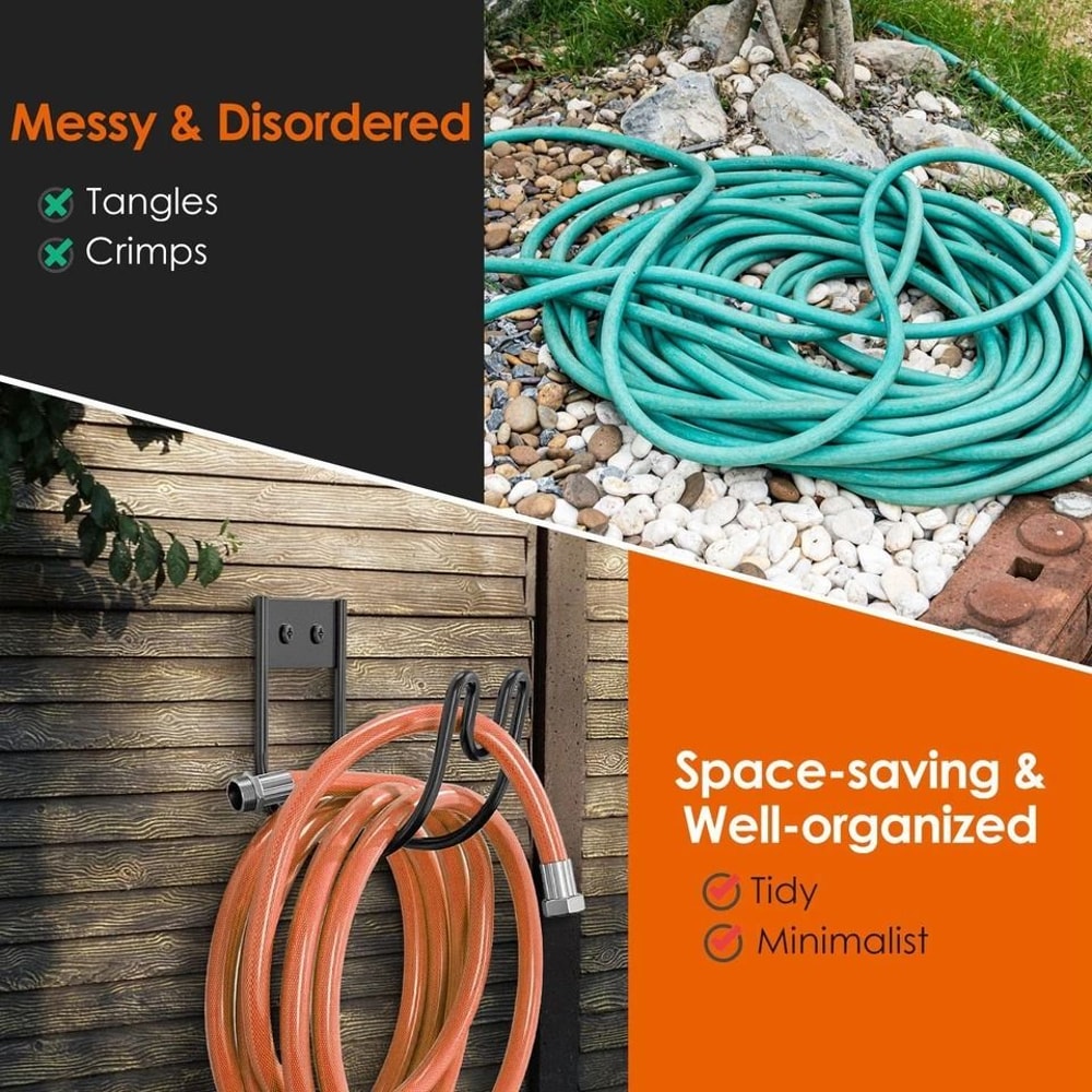 Stainless Steel Hose Holder Hose Rack Heavy Duty Hose Reel Organizer For Yard Outdoor Wall Mounted 6