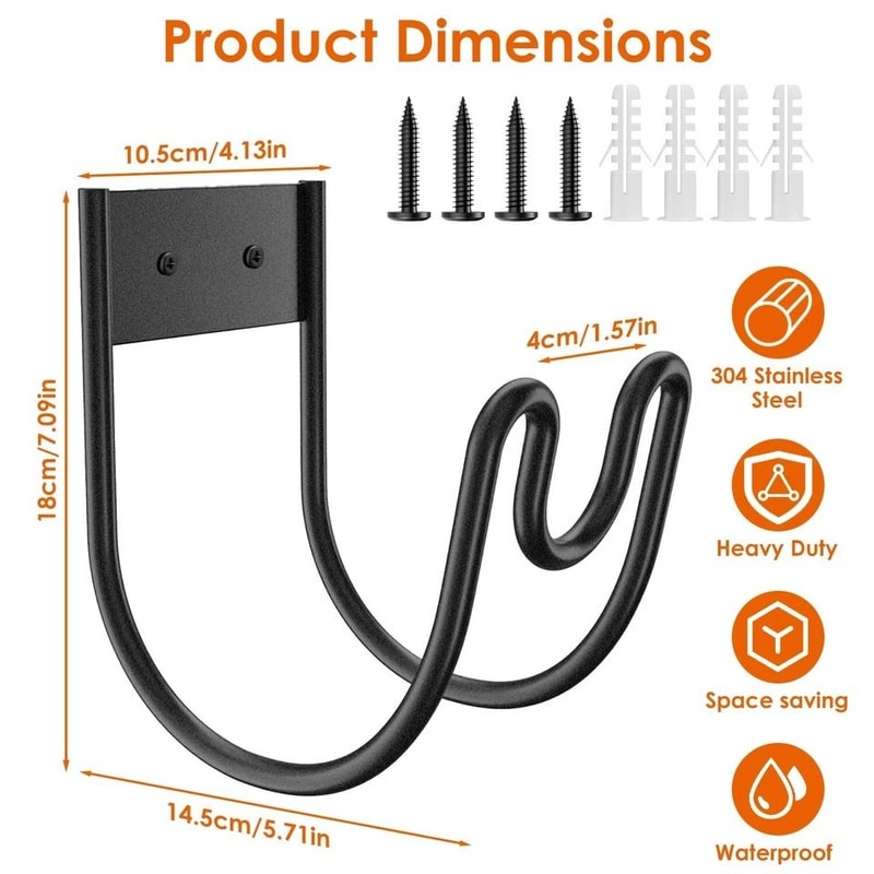 Stainless Steel Hose Holder Hose Rack Heavy Duty Hose Reel Organizer For Yard Outdoor Wall Mounted 9