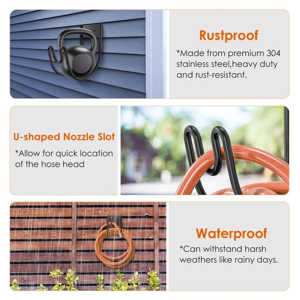 Stainless Steel Hose Holder Hose Rack Heavy Duty Hose Reel Organizer For Yard Outdoor Wall Mounted 5