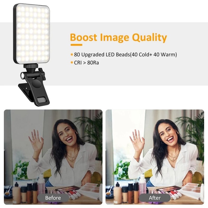 LED Selfie Phone Light Clip On Light For Phone Laptop Lighting Modes Adjustable Brightness 8