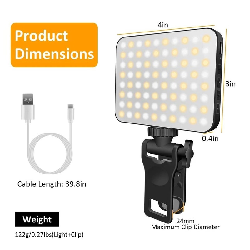 LED Selfie Phone Light Clip On Light For Phone Laptop Lighting Modes Adjustable Brightness 11