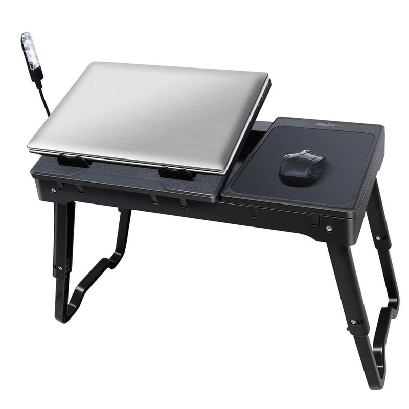 Laptop Tray Desk Foldable Stand With Cooling Fan LED Light Ergonomic Desk Stand For Bed Sofa And T 0