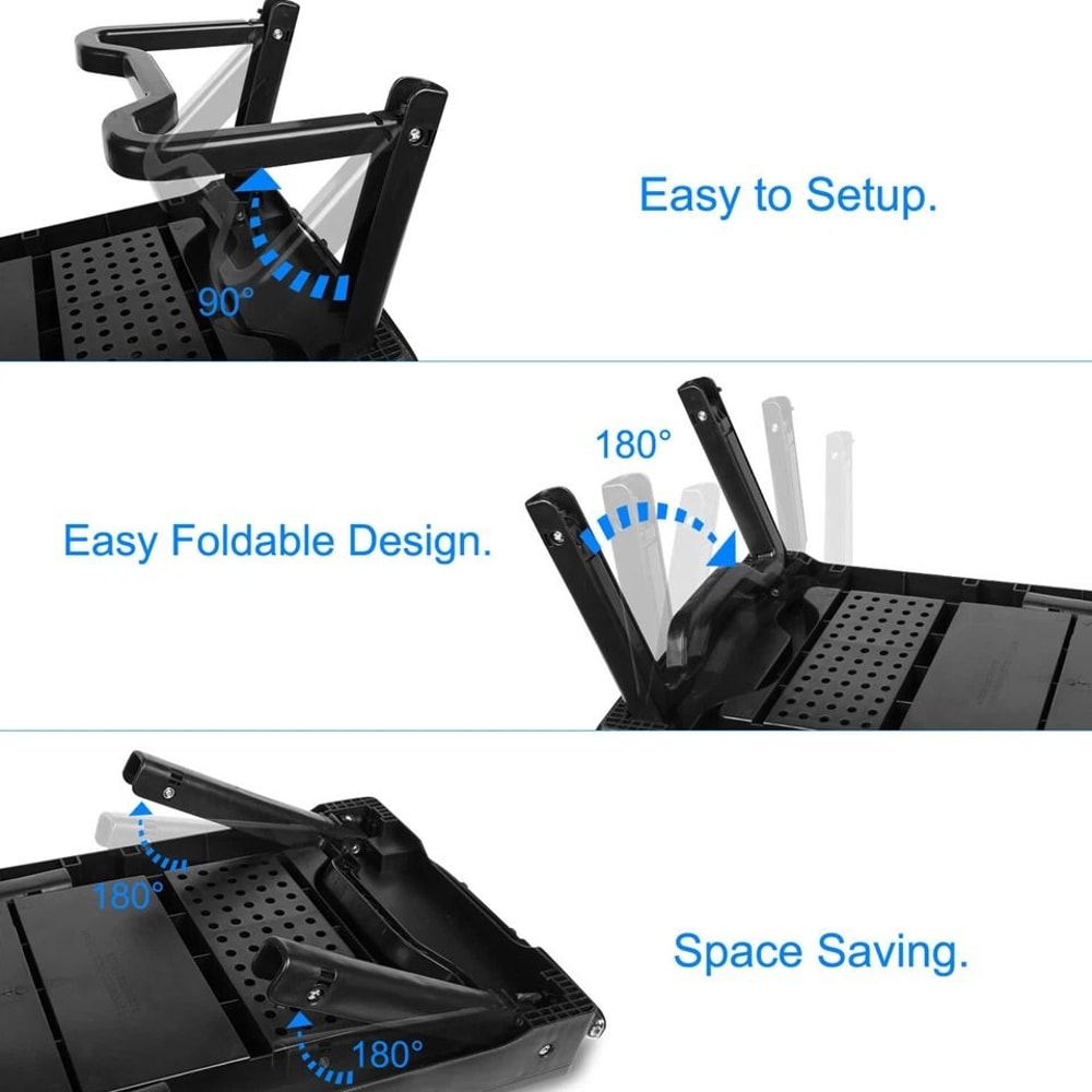 Laptop Tray Desk Foldable Stand With Cooling Fan LED Light Ergonomic Desk Stand For Bed Sofa And T 5