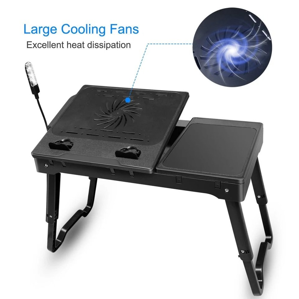 Laptop Tray Desk Foldable Stand With Cooling Fan LED Light Ergonomic Desk Stand For Bed Sofa And T 1
