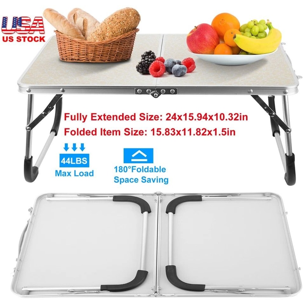 Foldable Laptop Table For Bed Heavy Duty Desk Tray Breakfast Serving Tray Portable Picnic Table For 8
