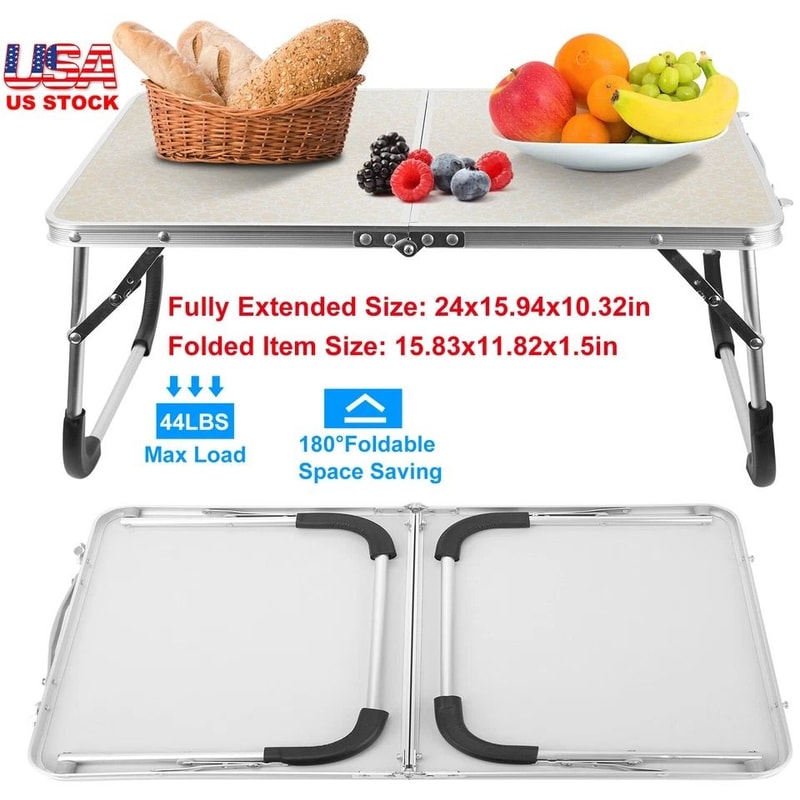 Foldable Laptop Table For Bed Heavy Duty Desk Tray Breakfast Serving Tray Portable Picnic Table For 8