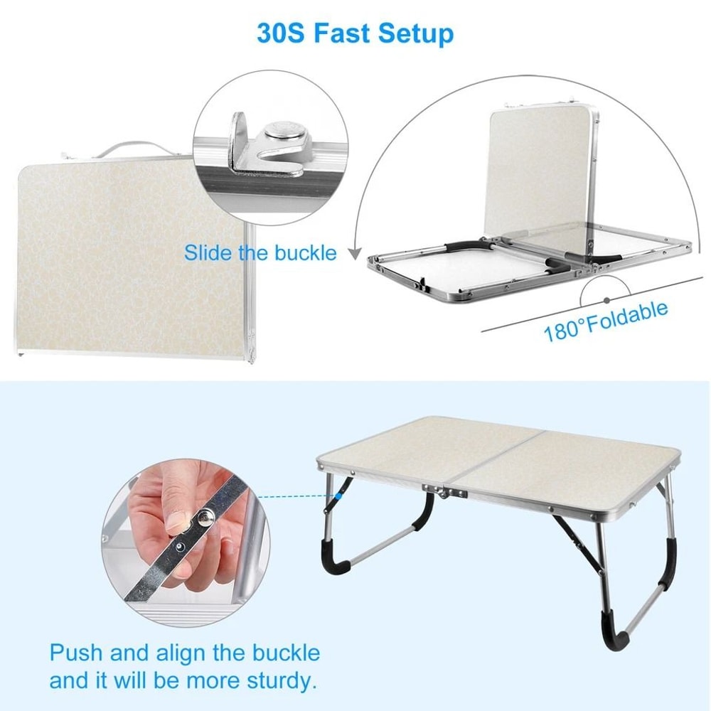 Foldable Laptop Table For Bed Heavy Duty Desk Tray Breakfast Serving Tray Portable Picnic Table For 7