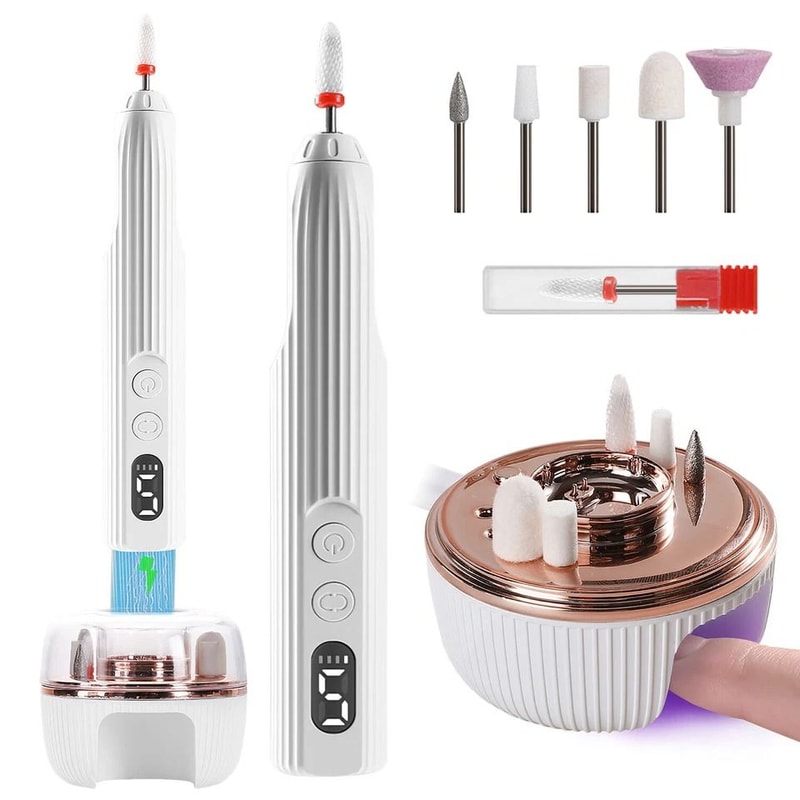 Electric Nail Drill Set UV Dryer Base RPM For Acrylic Gel Nails Professional Nail Care Kit 3