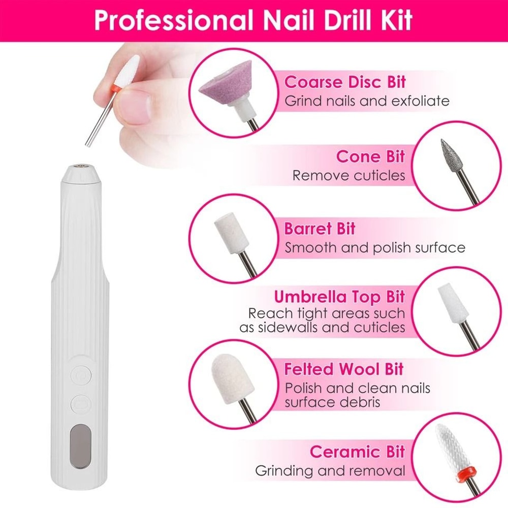 Electric Nail Drill Set UV Dryer Base RPM For Acrylic Gel Nails Professional Nail Care Kit 7