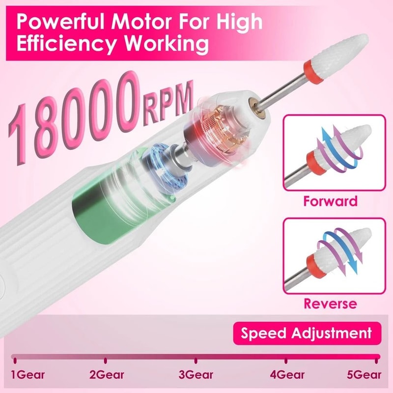 Electric Nail Drill Set UV Dryer Base RPM For Acrylic Gel Nails Professional Nail Care Kit 8