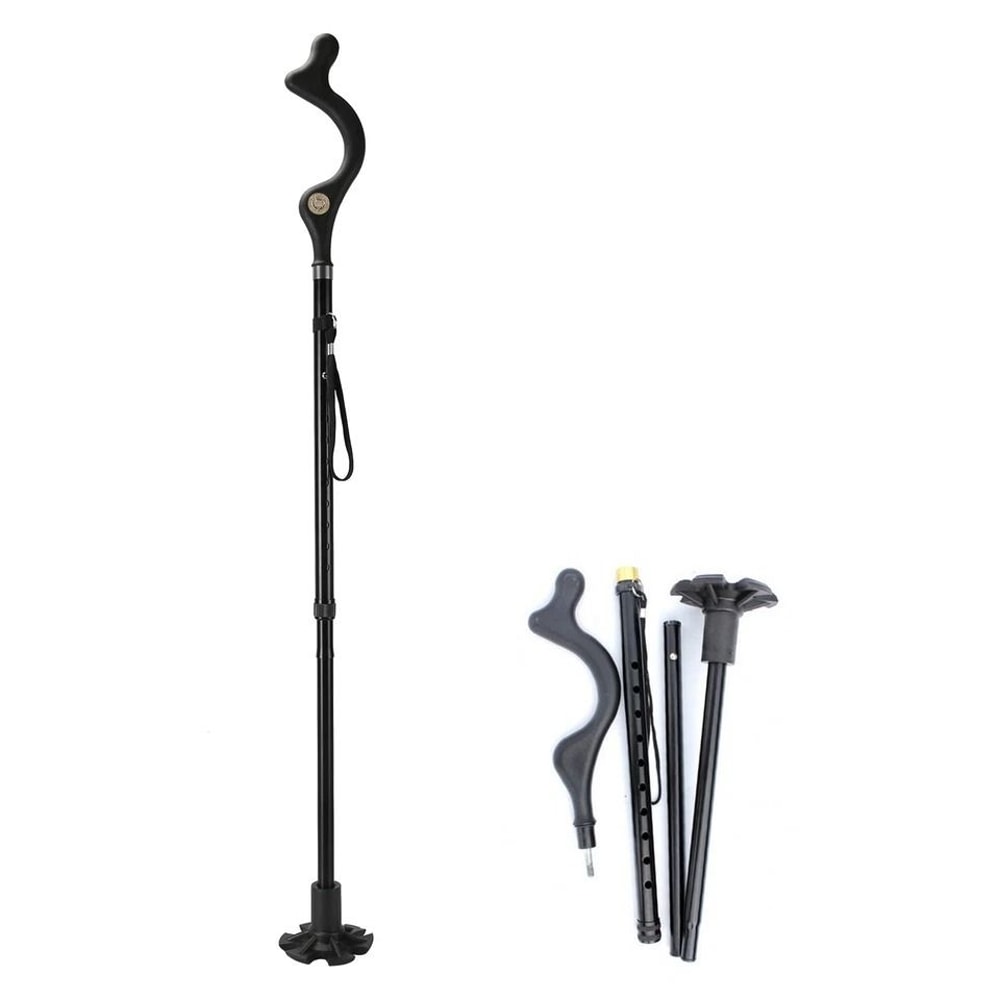 Heavy Duty Walking Cane For Seniors Black Posture Stick Adjustable Hiking Cane Walking Aid For Old 1