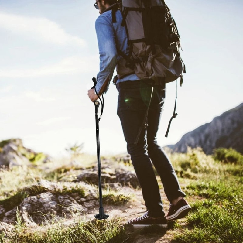 Heavy Duty Walking Cane For Seniors Black Posture Stick Adjustable Hiking Cane Walking Aid For Old 3